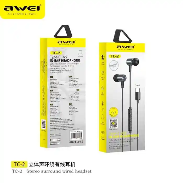 Awei Tc-2 Bass Sound In-ear Type-c Sport Earphones
